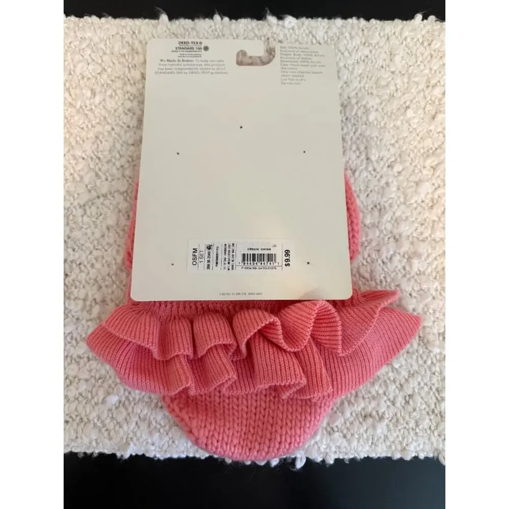 NWT Baby Flamingo Newborn Crochet Hat and Diaper Cover Set